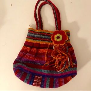Small knit Peruvian handmade purse hand bag